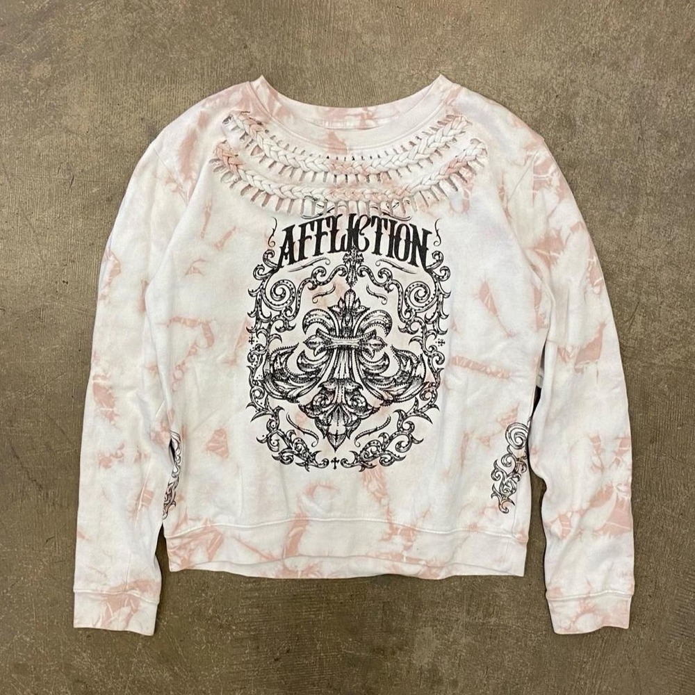 Vintage Y2K Affliction Womens Tie Dye Grunge Skate Longsleeve Size Large